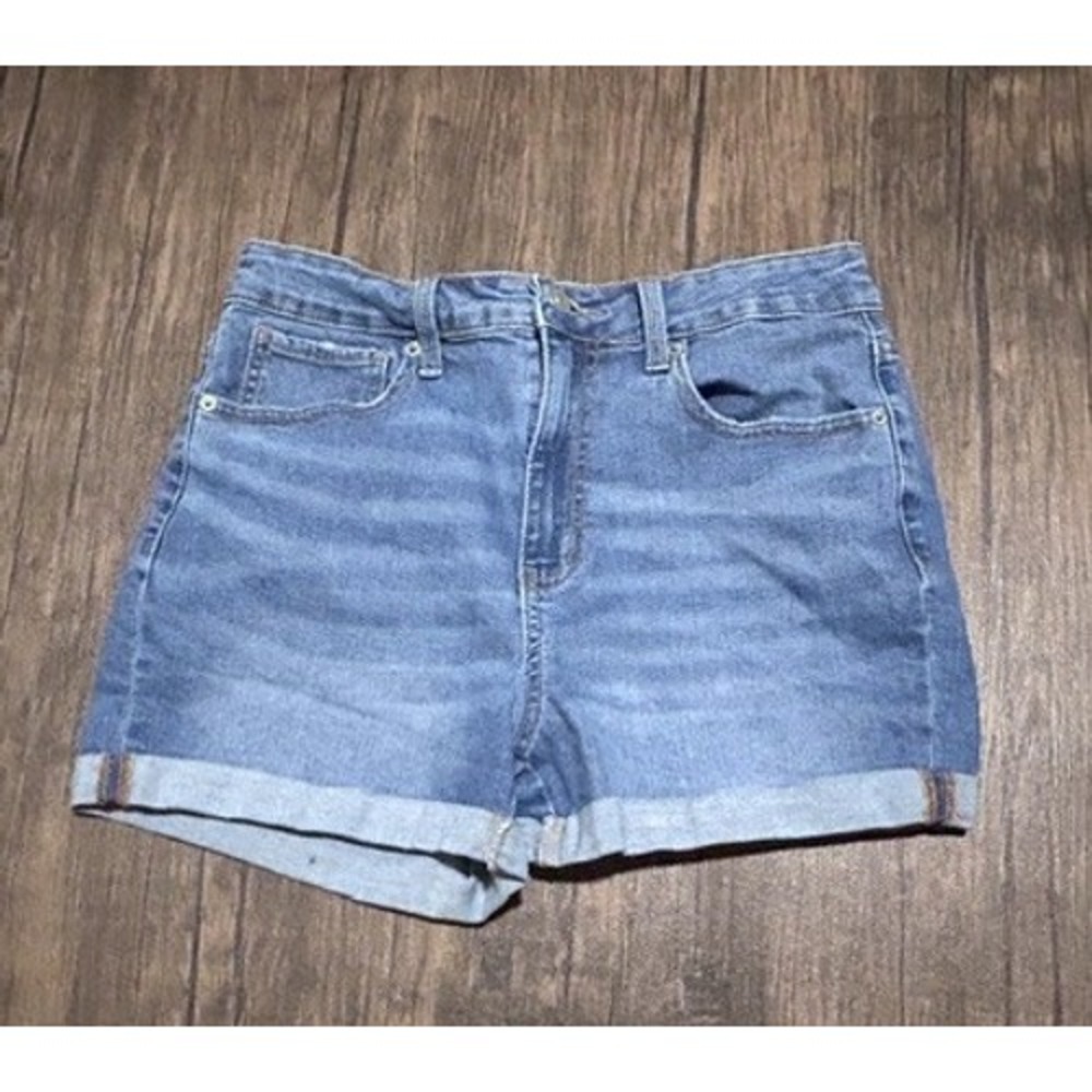 No Boundaries Juniors High Rise Cuffed Denim Shorts Blue Classic Country Size 11